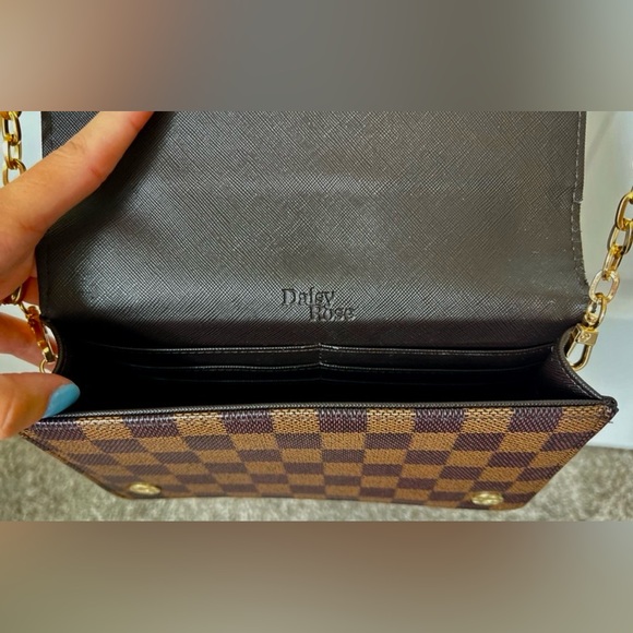 Daisy Rose Checkered Crossbody Bag - Vegan Leather - Picture 6 of 10